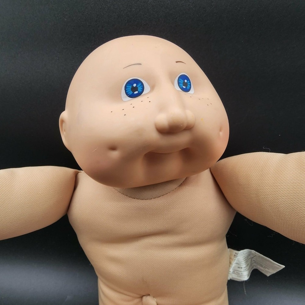 Cabbage Patch Kids Bald Baby Doll Blue Eyes Coleco Vintage 1982 Dimples Freckles